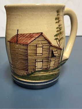 Winton Rosa Eugene Signed Art Pottery Cowpens Mug Farm Scene (#2)